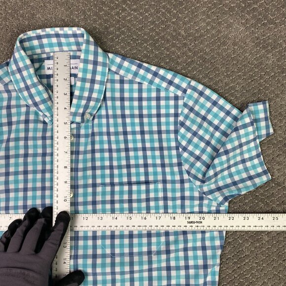 Mizzen + Main Shirt Men's Medium Trim Fit Blue Turquoise Leeward Short Sleeve - Picture 9 of 11